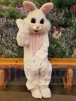 Freundlicher weißer Osterhase Maskottchen-Kostüm Tier