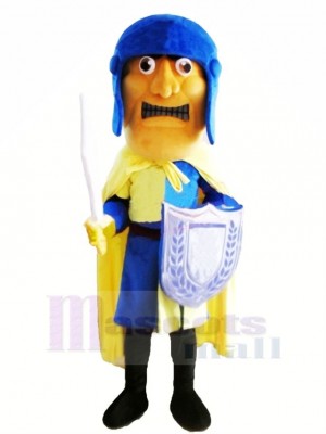 Marrant Soldat avec Jaune Cap Mascotte Costume Gens