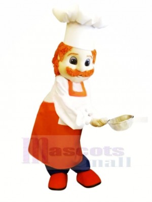 Koch Mann im Orange Maskottchen Kostüm Menschen