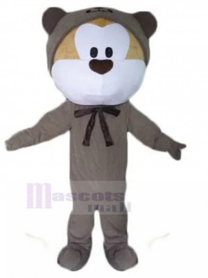 Süßes weißes und beige Hundemaskottchen Kostüm mit grauem Bärenanzug Tier