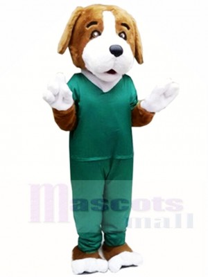 Braun Hund im grünen Anzug Maskottchen Kostüme Tier
