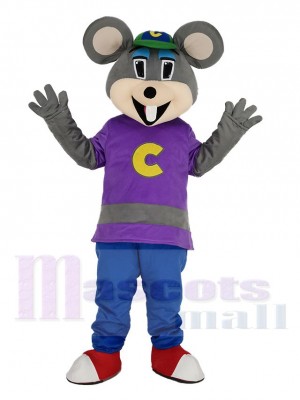 Süß Chuck E. Cheese Maus mit Grün Hut Maskottchen Kostüm