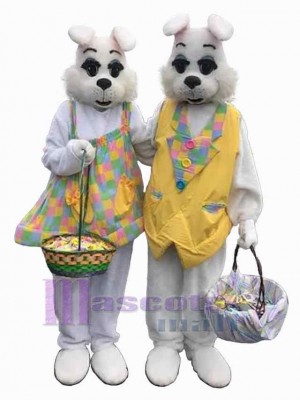 Weißer Osterhase Paar Maskottchen-Kostüm Tier